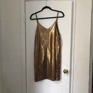 Gold reflective shift dress